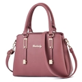 Sac à main élégant rose poudré avec poignées et bandoulière réglable en similicuir - Rose