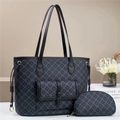 Dreiteiliges schwarzes Monogramm-Einkaufstaschen-Set mit Handtasche und Geldbörse - 3er-Set (S/M/L) / Schwarz