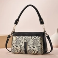 Elegante borsa con stampa floreale, finiture nere testurizzate e dettagli in metallo oro - Stile 1-Stampa con Rose