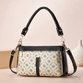 Classic quilted black and gold mini handbag with adjustable crossbody strap for women - Style 6-Monogram Print
