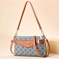 Retro Monogramm-Tragetasche für Damen mit zwei Riemen und goldenem K-Logo in braunem Leder - Schwarz & Weiß Kreis Monogramm (Stil 2)