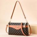 Vintage-Tragetasche mit dunkelbraunem Monogramm und abnehmbaren Schultergurten - Dunkelbraun Vintage Monogramm (Stil 3)