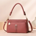 Elegant mauve lychee pattern leather underarm bag with gold hardware and U-shaped buckle - Pink
