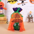 Halloween velvet drawstring candy bag with orange pumpkin and witch pattern for party decor - Orange Witch Style