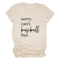 T-shirt beige a girocollo con stampa 'Sorry Can't Baseball' e maniche risvoltate - S / Sabbia (Carattere Nero)