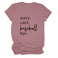 Detailed view of mauve cotton-blend t-shirt with black sorry can't baseball bye print - Rose Gold (Black Font)