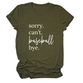 Detail of army green cotton t-shirt featuring sorry can't baseball bye white text print - Army Green (White Font)
