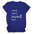 Detail of royal blue t-shirt with rolled sleeves and sorry can't baseball bye print - Vintage Blue (White Font)
