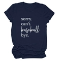 Detail of round neckline and rolled sleeves on navy cotton T-shirt with white lettering - Navy Blue (White Font)