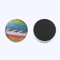 Round 25mm heart piano key glass fridge magnet with colorful musical note design - Rainbow Piano Art Style (JY007525-10)