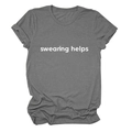 Detailansicht des weißen 'swearing helps' Aufdrucks auf einem grauen Baumwoll-T-Shirt - S / Dunkelgrau (Weiße Schrift)