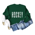 Felpa girocollo verde scuro con stampa HOCKEY wife distesa in piano con jeans e scarpe - S / verde scuro