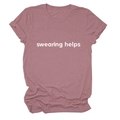 Close-up of the swearing helps white text print on a mauve crew neck cotton t-shirt - S / Rose Gold (White Font)