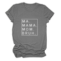 Detailed close-up of charcoal grey cotton t-shirt with MA MAMA MOM BRUH printed text - S / Dark Gray (White Font)