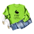 Flat lay of neon green sweatshirt featuring black bunny silhouette and Bunny Mom text - S / Fluorescent Green Sweatshirt (Black Font)