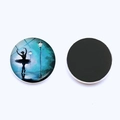 Detailed view of ballet dancer silhouette glass magnet with strong magnetic backing - Moonlight Street Lamp Silhouette (JY007577-10)
