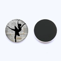 Artistic ballet dancer silhouette on vintage music score glass fridge magnet with magnetic back - Vintage Score Background Dancer (JY007577-7)