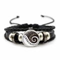 Multilayer braided leather bracelet featuring heart piano keys and musical notes charms - Spiral Piano Keys Note Style (JY007515-8)