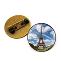 Broche en bronze antique avec cabochon en verre Tour Eiffel et épingle de sûreté - Architecture Rétro (JY007587-3)