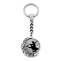 Detailed view of ballet dancer silhouette keychain with moon bracket and musical notes - Black Classic Silhouette Style (JY007575-9)
