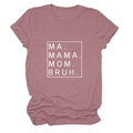 Detail view of cotton blend t-shirt with white MA MAMA MOM BRUH screen print text - S / Rose Gold (White Font)