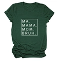 Detail of soft dark green T-shirt fabric featuring funny MA MAMA MOM BRUH white text print - S / Retro Green (White Font)