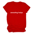 Close-up of breathable red cotton fabric with white swearing helps letter printing - S / Red (White Font)