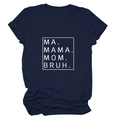 Navy blue short sleeve T-shirt featuring MA MAMA MOM BRUH white box print and round neck - S / Navy Blue (White Font)