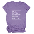 Women's casual purple short sleeve t-shirt with MA MAMA MOM BRUH typography print - S / Purple