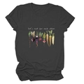 Macro shot of cotton T-shirt fabric with watercolor vegetable print and motivational text - S / Tops / Heather Charcoal (White Text)