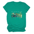 Detailed close-up of the Let's Root For Each Other vegetable illustration on green cotton tee - S / Tops / Ink Green (White Text)
