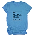 Detail of rolled cuffs and black text print on a bright blue short-sleeved cotton T-shirt - Lake Blue (Black Font) / S