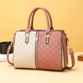 Minimalistische karierte PU-Leder Tasche mit verstellbarem Schultergurt in Rosa und Beige - Rosa