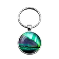 Silver aurora borealis glass pendant keychain for car keys and handbag charms - Deep Blue Sky Snow Mountain Aurora Style (XSWX4881-3)