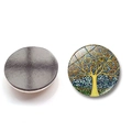 Round Tree of Life glass fridge magnets with colorful artistic designs and magnetic back - Klimt Art Tree of Life Style (BXT2383-2)