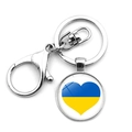 Blue and yellow heart pendant keychain with metal lobster clasp and keyring for bags - Heart Flag Style (XSWX4486-13)