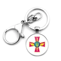 Detail of silver Ukraine Tryzub military emblem pendant with lobster clasp and cross - Military Sword Trident Style (XSWX4486-10)