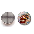 Aimant frigo 25mm en verre motif tête de mort Halloween style Jour des Morts mexicain - Crâne Floral Coloré Mexicain (BXT1689)