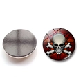 Front and back view of a 25mm skull crystal glass fridge magnet with magnetic backing - Red and Black Rays Classic Skull (BXT1697) / 25mm
