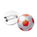 Farbenfrohe Fußball-Brosche mit orange-rotem Muster auf silberner Metall-Anstecknadel - Orange Rot und Weiß Fußball Stil (JY007697-4)