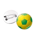 Runde Fußball-Brosche mit gelb-grünem Muster auf Metallbasis für Damen und Herren - Gelb und Grün Fußball Stil (JY007697-2)
