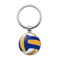 Vista detallada de un llavero de voleibol con patrones de cuero azul, amarillo y blanco - Estilo Vóleibol de Color (JY007724-8)