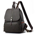 Women's large brown backpack with geometric diamond pattern and top handle for travel - Style 1 / Coffee