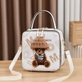 Chic white square crossbody bag with 3D teddy bear design and leopard print logo detail - Off-white