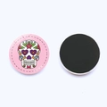 Colorful Sugar Skull Glass Fridge Magnet with Day of the Dead design for home decor - Skull Pattern 9 (JY007732-9) / 25mm / Light Pink