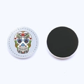 Skull glass magnet for fridge or whiteboard featuring Dia de los Muertos colorful pattern - Skull Pattern 8 (JY007732-8) / 25mm / Light Blue