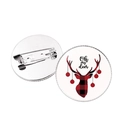 Christmas red buffalo plaid reindeer tinplate badges with metal pin back set - Buffalo Plaid Oh My Deer Style (JY007738-9)
