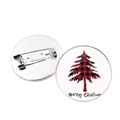 Close-up of a Christmas brooch with a buffalo plaid tree and metal pin back detail - Buffalo Plaid Christmas Tree Style (JY007738-7)