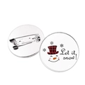 Front and back view of Christmas snowman brooch with red plaid hat and pin closure - Let It Snow Snowman Style (JY007738-5)
