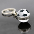 Soccer ball glass dome keychain with silver metal ring on a reflective surface - Soccer Style (JY007720-4)